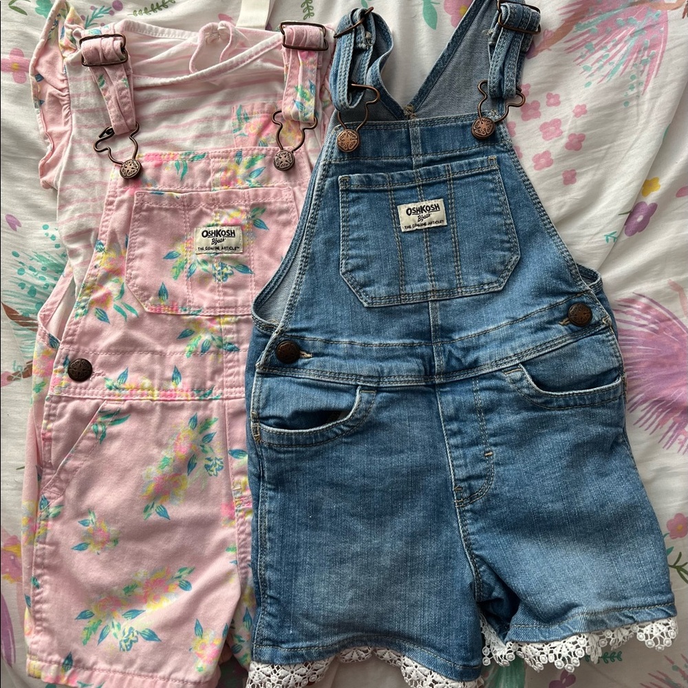 Set of Toddler Girl Short Overalls